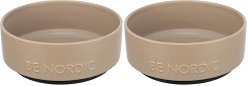 TRIXIE Ciotola per cani in ceramica BE NORDIC 1200 ml tortora – moderna ciotola per cani di grossa taglia Ø 18 cm ciotola in ceramica con rivestimento in gomma antiscivolo – 24527 (Confezione da 2)