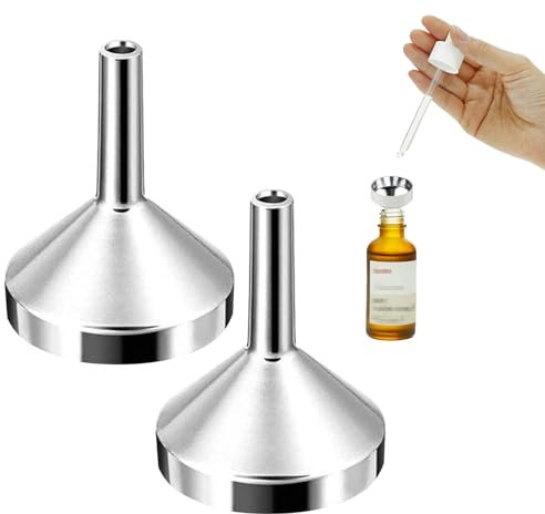 YueJieSelected 2-Stück Mini Trichter Klein, Silber, 18mm, Aluminium, Multifunktional, Für Küche, Bad, Labor