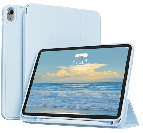 ZOPSGYU Hülle für iPad Air M4/M3/M2, Air 5./4. Generation, Hellblau | für iPad Air 11/10,9 Zoll (2026/2025/2024/2022/2020) mit Stifthalter, Dünne Tablet mit Weicher TPU Rückseite, Auto Sleep/Wake