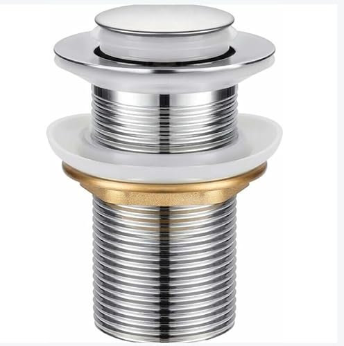 Primega - Tapón para lavabo universal, sin demasiado lleno, Push Open de acero inoxidable cromado para cuarto de baño