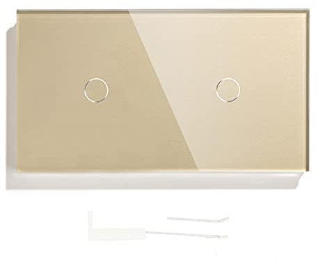 Interrupteur Tactile, Interrupteur Mural Tactile Double 1 Gang 1 Way Dimmer Touch Touch Switch Switch Panneau Panneau Panneau Touch Capteur Dimmable(Golden)