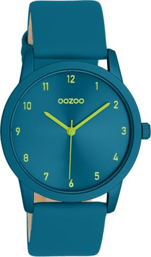 Oozoo Timepieces Damen Uhr in Blau - Armbanduhr Damen mit Lederarmband | Hochwertige Uhr für Frauen - Edle Analog Damenuhr in rund C11541