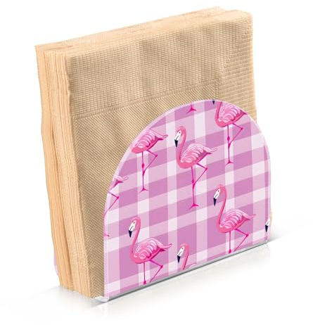 Serviettenhalter für Tisch Serviettenhalter Papierserviettenspender rosa Flamingo kariert stehend Küche Badezimmer Deko Acryl