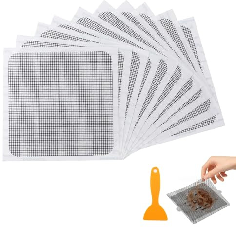 Rayakt Haarfänger Dusche – Selbstklebendes Abflusssieb aus Fiberglas, Abflusssieb Dusche mit Schaber, gegen Verstopfung für Bad, Küche, WC und Balkon, 40 Stück, 15x15 cm