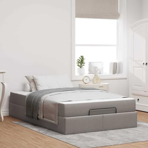 Qnhdfrt 120x200 cm Storage Bed with Mattress, Taupe