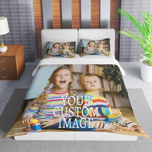LIUPECUST Personalisierte Bettwäsche mit eigenem Foto – Bettwäsche selbst gestalten 135x200/200x200,Bettbezug Bedrucken Lassen mit Foto – Geschenkidee für Paare, Hochzeit,Jahrestag,Familie