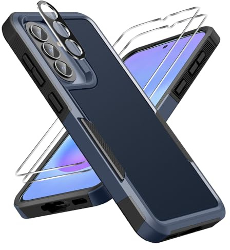 UITUIM Phone Case for Samsung Galaxy A57 5G Military Grade,Blue | with 2 Glass Screen Protector Camera Lens Cover Shockproof Hard Back Silicone Dual Layer Slim Fit Full Body Protection