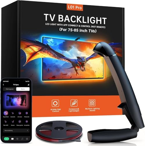 Gvyugke TV Hintergrundbeleuchtung, 5,5 Meter Schneidbare Led Strip mit Sync für 75-85 Zoll TVs und PC-Monitore ändern, TV Backlight mit Sensor, Smart-App-Steuerung, Spiel- & Musik-Sync