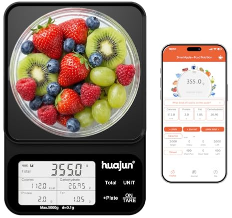 Smart Food Scale,Calorie Counting Nutrition Scale with Free App & Bluetooth | 0.1g High Precision Kitchen Scale, LED Display,Tracks 23 Nutrients for Calorie Control,Weight Loss &Fitness