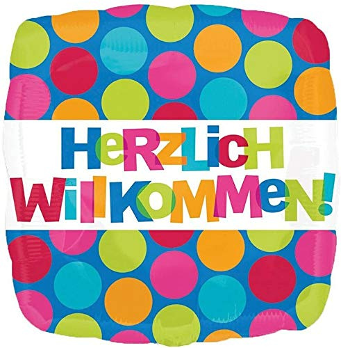 Amscan 2576801 - Standard Folienballon Herzlich Willkommen!, Größe 43 cm, Volumen 13 Liter, Heliumballon