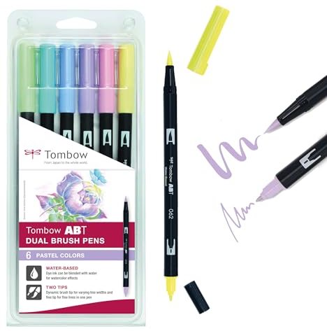 Tombow ABT Dual Pinselstift, Pastelltöne, 6 Stück