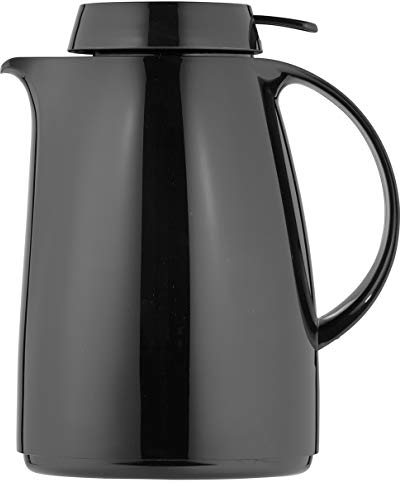 Helios Servitherm Thermoskanne Schwarz 1,0L – 6h Heiß - Hält Getränke heiß & kalt – Einhandbedienung - Robustes Design für Kaffee & Tee