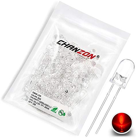 Chanzon 100 pcs 5mm Rouge LED Diode Lumières (Clair Rond Transparent DC 2V 20mA) Lumineux Ampoule Lampes Composants Électroniques Indicateur Diodes Émettrices De Lumière