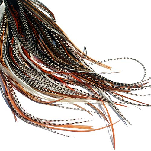 15 Lang Haarverlängerung, natürliche Federn mit Ringe & Anwendung Loop - Mixed Naturals