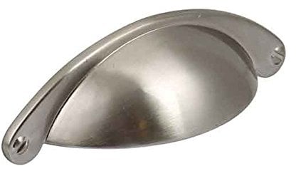 FITTINGSCO Shaker Cup Kitchen & Bedroom Cabinet Handle 64mm Hole Centres (Satin Nickel or Brushed Nickel Finish)