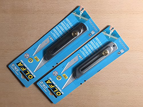 OLFA 448498 - Set di 2 coltelli da lavoro CK-2, lama da taglio da 20 mm, manico in acciaio INOX, confezione doppia