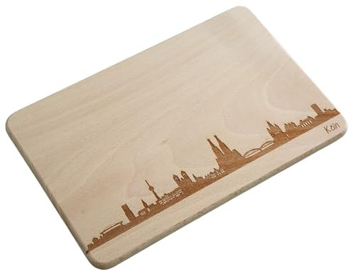 Brotzeitbrett Köln Skyline | Frühstücksbrettchen aus Buche | Holz Schneidbrett | Geschenk mit Gravur | Frühstücksbrett | Nordrhein-Westfalen (35x23x1,5cm (XL) - ohne persönlicher Gravur)