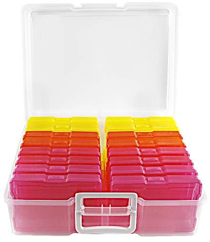 Novelinks Photo Case 4 x 6 Photo Box Storage - 16 Inner Photo Keeper Photo Organizer Cases Photos Storage Containers Box for Photos (Warm-Colored)