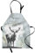 ABAKUHAUS Geweih Kochschürze, Hirsch Silhouette Grunge, Unisex-Küchenlätzchen mit verstellbarem Hals für Kochen Gartenarbeit, 67 cm x 80cm, Grau schwarz