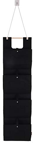 RAIKOU Filzhängetasche Organizer zum Aufhängen an Wand und Tür Wandtasche Filztasche großen Fächern faltbare Aufhängetasche Fürs Wohnzimmer Kinderzimmer am Schreibtisch und im Bad (Schwarz,4 Taschen)