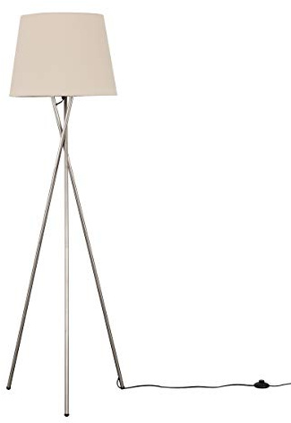 MiniSun | Modern Brushed Chrome Floor Lamp with a Beige Tapered Shade | Floor Lamps & Torchieres, Home Décor & Improvement Essential | Includes 6W LED Bulb [3000K Warm White]