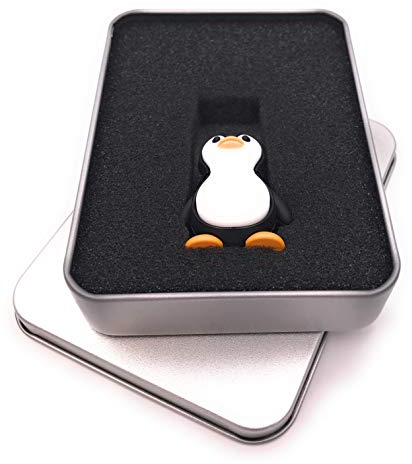 Onwomania Pinguin stehend Arktis Tier USB Stick in Alu Geschenkbox 128 GB USB 3.0