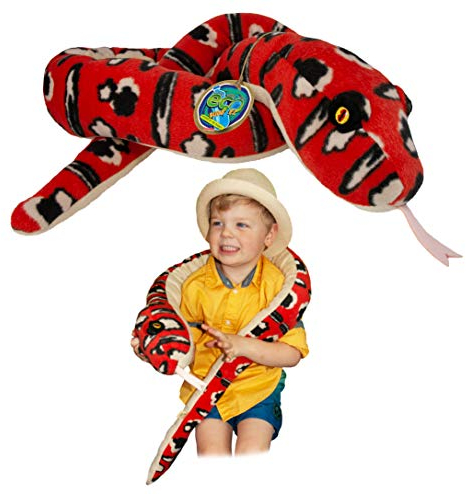 EcoBuddiez Sssnakes - Rote Baumpython von Deluxebase. 140cm Plüschtier. Weicher und kuschelig Plüsch aus recycelten Plastikflaschen. Perfektes umweltfreundliches kuschelig Geschenk für Kinder.