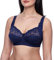 frugue Women's Comfort Non Wired Support Wireless Minimiser Bra Navy Blue UK 40 E