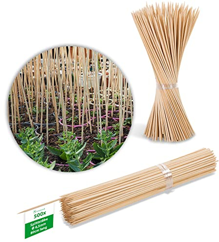 Novatool 500x Splittstäbe 80 cm x 6,5 mm I Natur I Pflanzenstab Bambus Rankhilfe Holz Tokinstäbe Tonkinstab Pflanzenstütze orchideenstab Rankgitter Holz