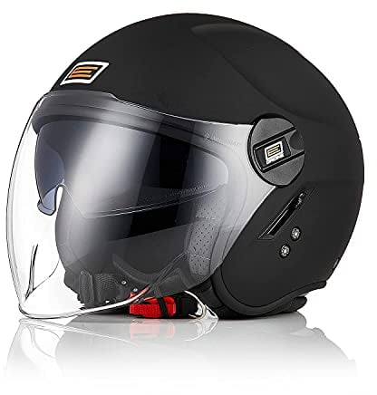 ORIGINE Motorradhelm Jethelm Roller Helm Scooter Helm Chopper Helm Moped Mofa Helm mit Doppelvisier ECE Zertifizierung (SOLID MATT Black,M)
