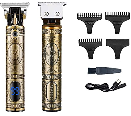Máquina de Cortar Pelo Inalámbrica. Cortapelos Vintage Profesional para hombre. Cortador de pelo y barba con Cabezal de Titanio, Hoja T, Pila Recargable Incluida, 3 peines guía y cable USB.