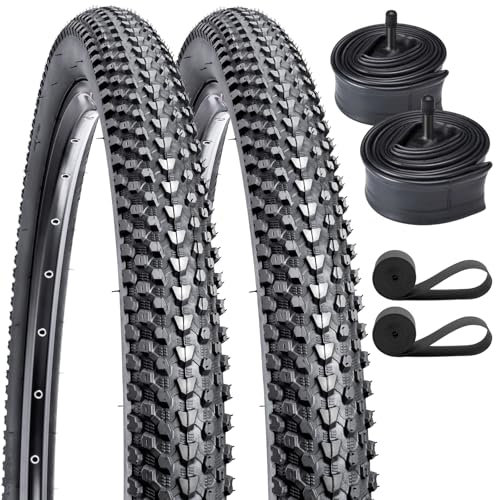 YunSCM 2PCS Faltbare 29 Zoll Fahrradreifen 29x2.10 Mantel 54-622 Plus 2PCS 29 Zoll Schlauch AV32mm Valve kompatibel 50-622 MTB Fahrräder/E-Bikes/Reifen 29x2.10 29x2.125