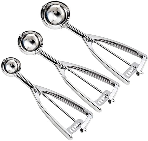 Cookie Scoop Set, 3PCS Cookie Scoops for Baking, Include 1 Tablespoon/ 2 Tablespoon/ 3 Tablespoon Portion Scoop, Ice Cream Scoop with Trigger Release