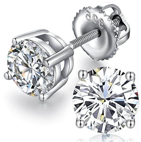 jiamiaoi Sparkly Simulated Diamond Stud Earrings for Men Women 925 Sterling Silver Cubic Zirconia Stud Earrings Set 4 Millimeters-8 Millimeters, Nickle Free & Hypoallergenic
