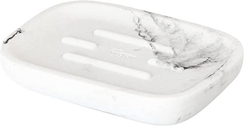 Vigar - Porte-Savon de Salle de Bain - Collection Zense Marble - 11,7 x 8,6 x 2,1 cm - Accessoire pour Barres de Savon - avec Finition Carrée - Simple - Blanc