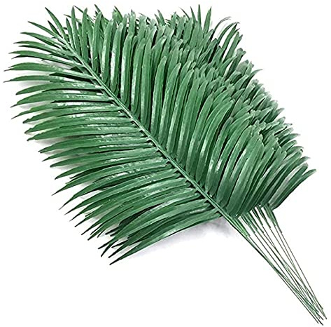 Vklopdsh 18Pcs Artificial Palm Leaves Plants Faux Palm Fronds Tropical Large Palm Leaves Greenery Plant for Leaves Hawaiian Party