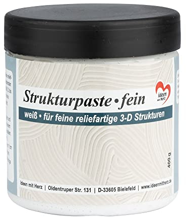Ideen mit Herz Pâte structurelle pour structures 3D en relief sur différentes surfaces, blanche, 400 g (fine)