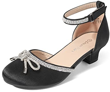 Dream Pairs Eleganti Principessa Scarpe Kids Ballerine Bambine Scarpe Festa Matrimonio Lucida Festa Scarpe,Size 33.5,Nero,SDFL2318K