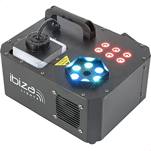 SPRAY-COLOR-1000 - IBIZA - Machine à fumée de 1000W avec LEDs RVB et 2 télécommandes - Noir