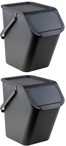 Go Practic Poubelle Cuisine Tri Selectif 2 Bac 25 litres