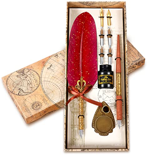 MPRINCE Quill Pen and Ink Set,Fountain Dip Pen and Ink Set,Calligraphy Pen Set,Calligraphy Pen for Writing
