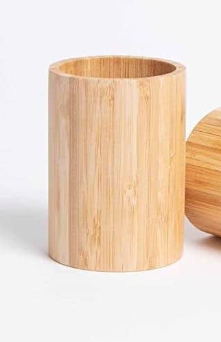 Bamboo Wood Pen Pencil Holder Pot 1 Pc Dekstop Stationery Organiser Caddy Box for Desk Table Toothbrush Single Storage Makeup Brush Storage Office School Supplies