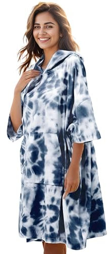 KFUBUO Surf Poncho Changing Towel Swim Robe with Pocket Plus Size Terry Cloth Swim Cover Up for Women Towel Poncho Hoodie