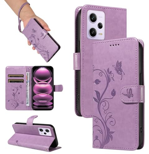 SRISHP Cover per Redmi Note 12 Pro 5G Custodia, Viola | Magnetica Cover a Libro, Portafoglio con Slot per Schede, Custodia in PU Pelle, Supporto Stand Cover