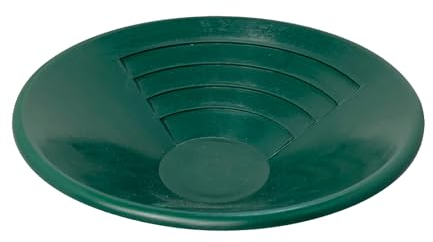 Padella per oro, strumento per panning manuale per oro da 26 cm, setacci per oro, padella per panning in plastica per oro, vassoio per panning in oro verde con design a scanalatura per migliorare