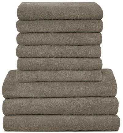 ZOLLNER 9tlg. Handtuch Set aus 6X Handtücher (ca. 50x100 cm), 3X Duschtücher (ca. 70x140 cm), besonders weich und saugstark, waschbar bis 95°C, Baumwolle, Fango