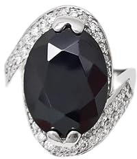 Crossing Ring, Sterling Silver, Bypass Bicolor Black white Stones Band, Cocktail Stone (CZ) Cross Ring, Statement Woman Ring, Bold Ring (Ring size: 5 1/2, Gift Wrapping: Free)