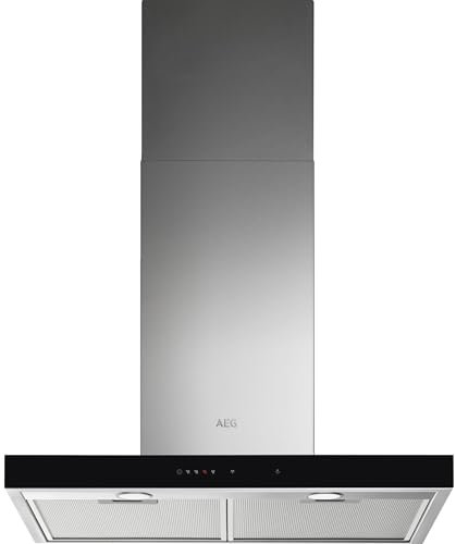 AEG DBE5761HG Campana Extractora Decorativa, 70, cm, 3 Niveles de Potencia, Conexión Hob2Hood, Silencioso, Recirculación con Filtro de Carbón, Función Brisa, Luces LED, Serie 9000, Negro, Clase A
