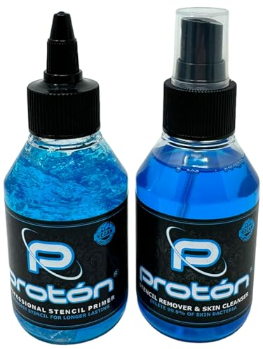 PROTON SET Stencil Primer Gel+Entferner Eraser BLUE 2x100ml-INKgrafiX® Deutschland - PROFI STUDIO - IG70166
