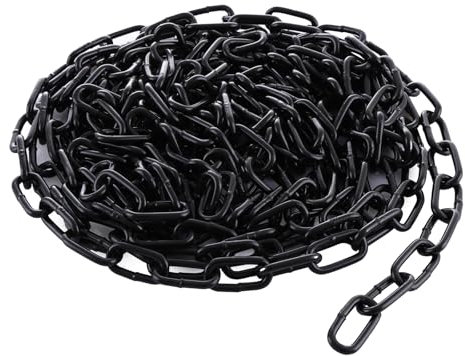 VIDETOL 6 m lange Kette aus 304 Edelstahl, 4 mm robuste Kettenglieder, schwarz verzinkter Stahl, geschweißte Gliederketten für Zauntor, Garagentore, Schaukelketten und Fahrrad-Sicherheitsschloss